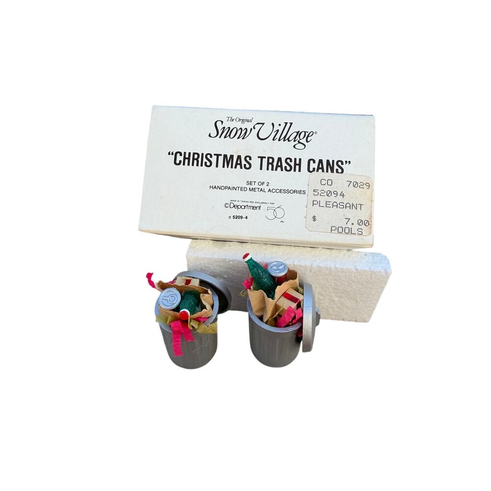 Dept 56 Snow Village "Christmas Trash Cans" Set of 2 (#52094)